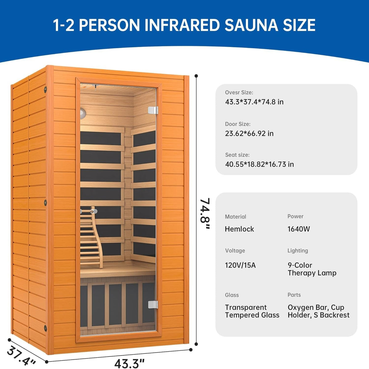S-11-2P 1-2 Person Far Infrared Sauna