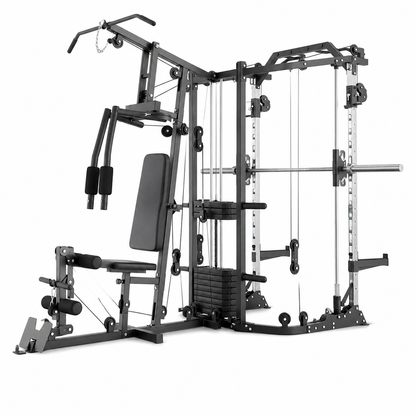 Dual-Sided Machine Home Gym with Cable Crossover and 121 lb Weight Stack